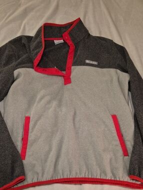 Columbia Gray and Hot Pink Colorblock Fleece Pullover